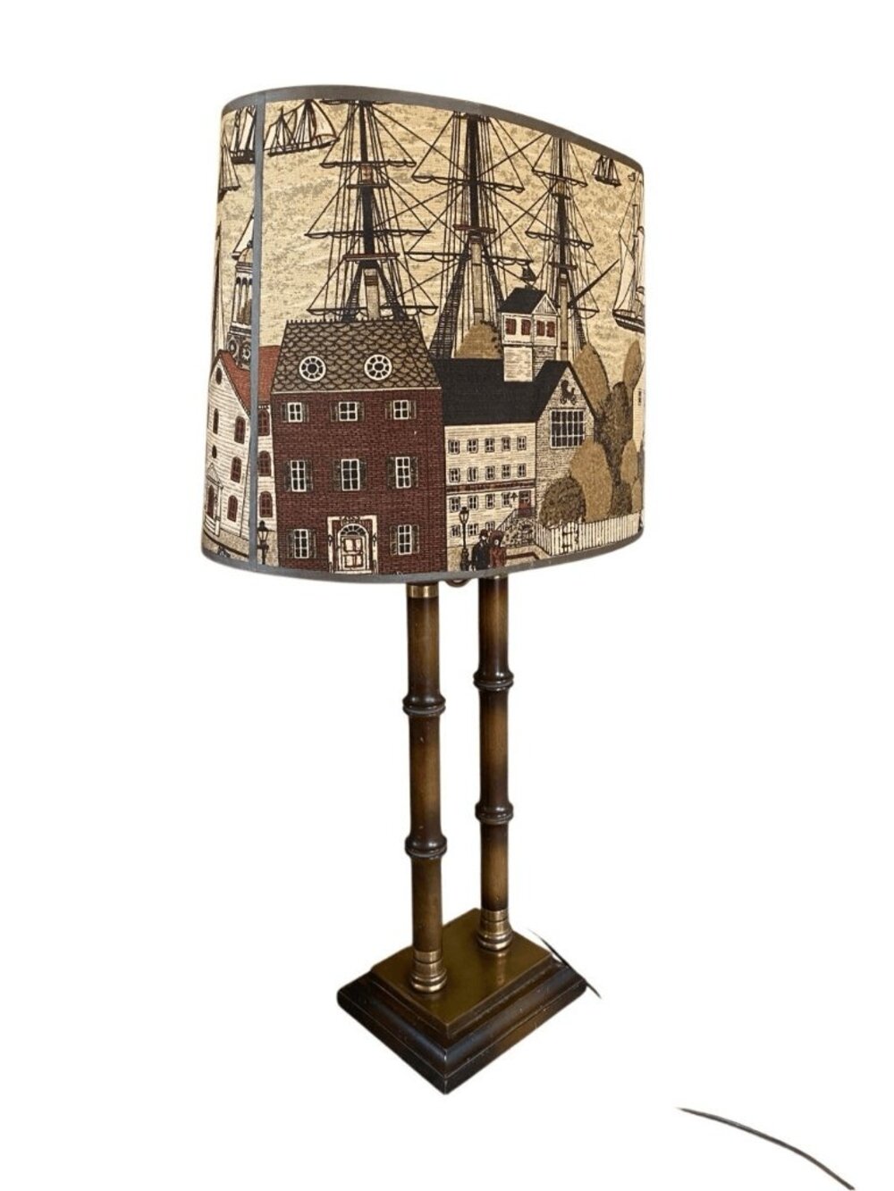 vintage table bouillotte lamp nautical tapestry shade